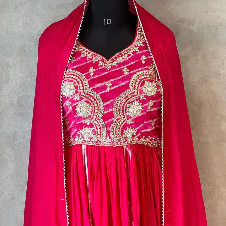 BRIDE SPECIAL LAHARIYA HANDWORK SUIT - Cherry Red - 40