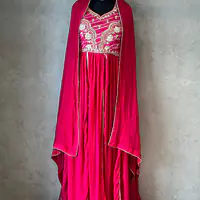 BRIDE SPECIAL LAHARIYA HANDWORK SUIT - Cherry Red - 42