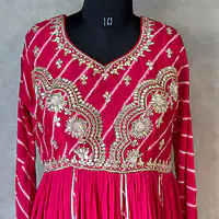 BRIDE SPECIAL LAHARIYA HANDWORK SUIT - Cherry Red - 44