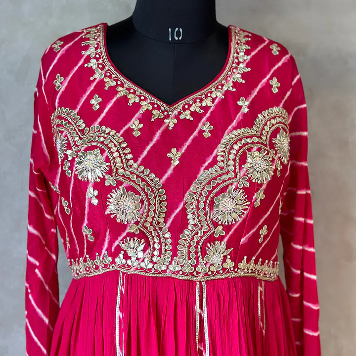 BRIDE SPECIAL LAHARIYA HANDWORK SUIT - Cherry Red - 44