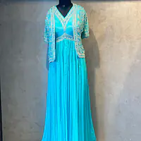 ANARKALI INDO-FUSION SUIT - Sky Blue - 38