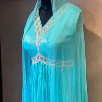 ANARKALI INDO-FUSION SUIT - Sky Blue - 40