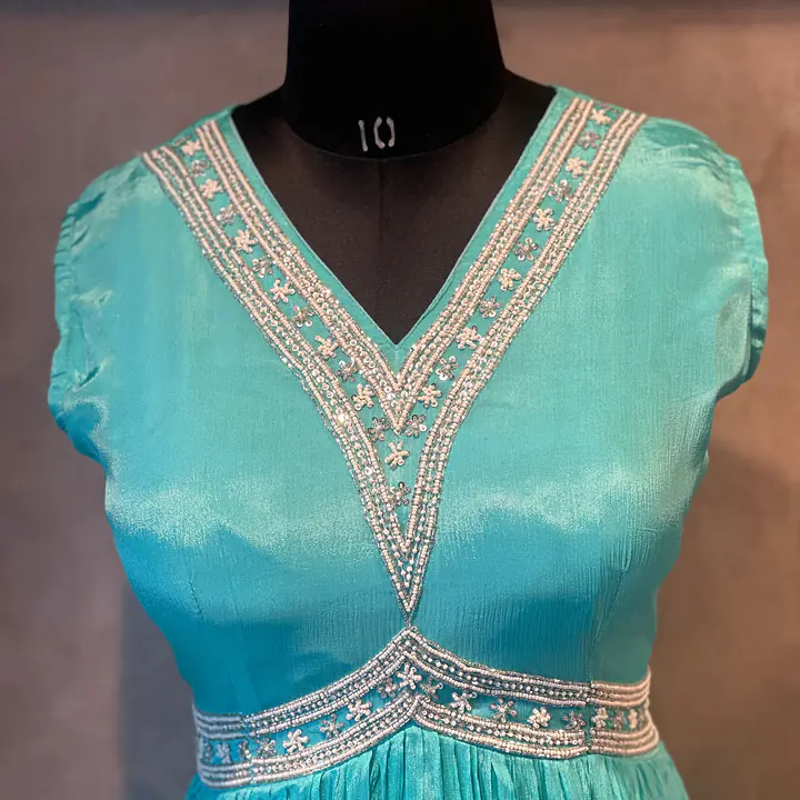 ANARKALI INDO-FUSION SUIT - Sky Blue - 42