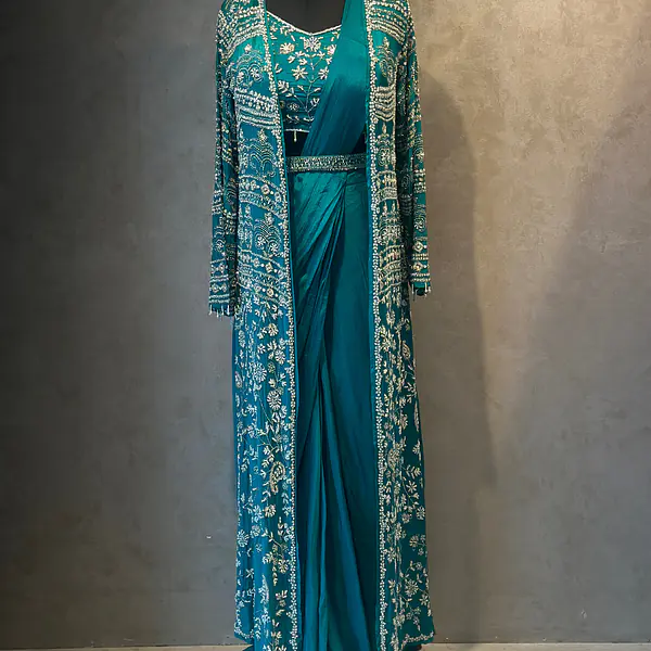 PRE-DRAPPED SAREE SHURG SET - 38