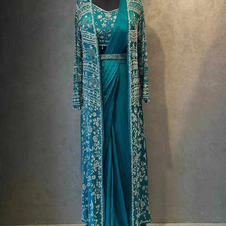 PRE-DRAPPED SAREE SHURG SET - 38