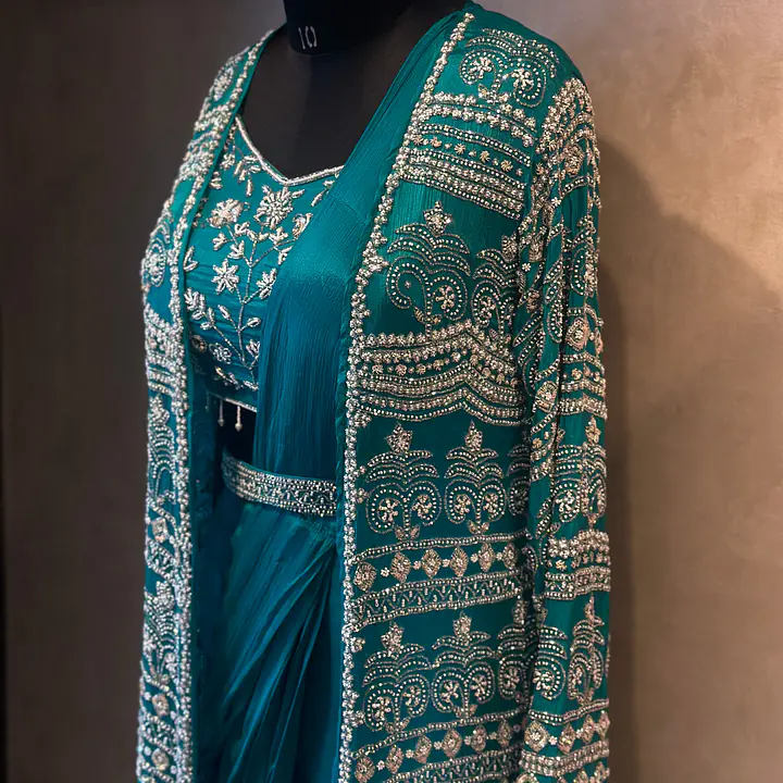 PRE-DRAPPED SAREE SHURG SET