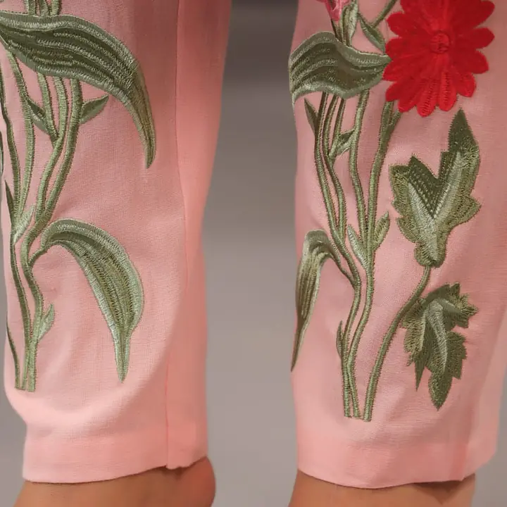 EMBROIDERED KURTA PANT SET - BABY PINK - 38