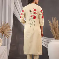 EMBROIDERED KURTA PANT SET - BABY PINK - 40