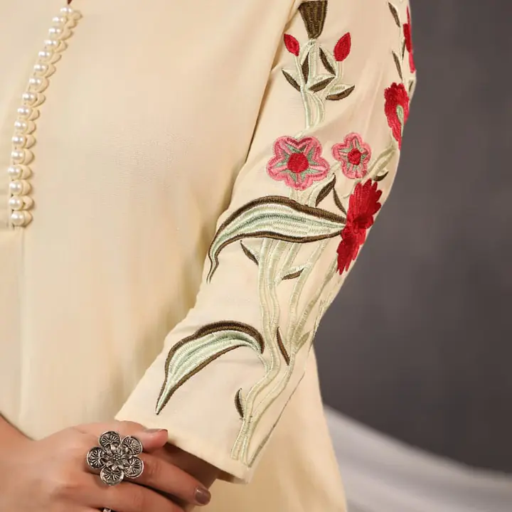 EMBROIDERED KURTA PANT SET - BABY PINK - 46