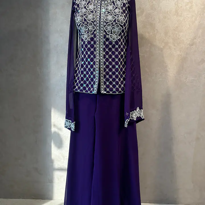 INDO-WESTERN PLAZO SET - Purple - 36