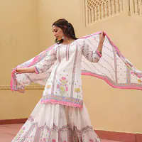MULMUL COTTON SHRARA SET - Sky blue - 38