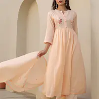 BEAUTIFUL EMBROIDERED MUL COTTON SUIT SET - Light green - 38