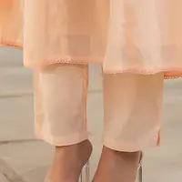 BEAUTIFUL EMBROIDERED MUL COTTON SUIT SET - Light orange - 42