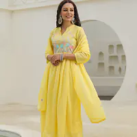 BEAUTIFUL EMBROIDERED MUL COTTON SUIT SET - Sky blue - 42