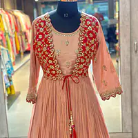 TRADITIONAL PURE ZARI SILK GOWN WITH JACKET - 36