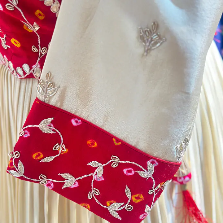 TRADITIONAL PURE ZARI TISSUE HANDWORK GOWN - Off White - 38