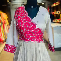 TRADITIONAL PURE ZARI TISSUE HANDWORK GOWN
