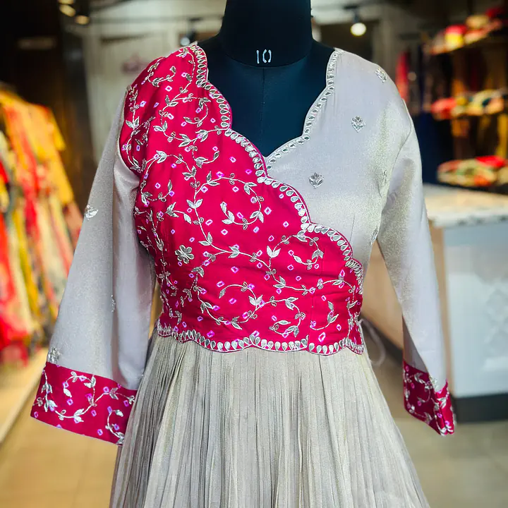 TRADITIONAL PURE ZARI TISSUE HANDWORK GOWN