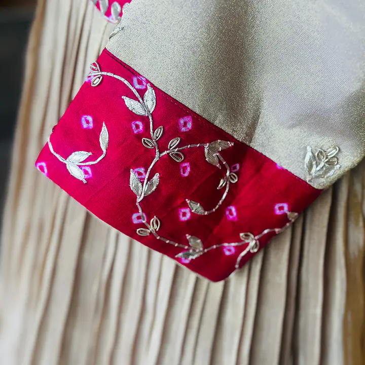 TRADITIONAL PURE ZARI TISSUE HANDWORK GOWN