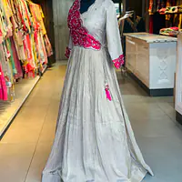 TRADITIONAL PURE ZARI TISSUE HANDWORK GOWN