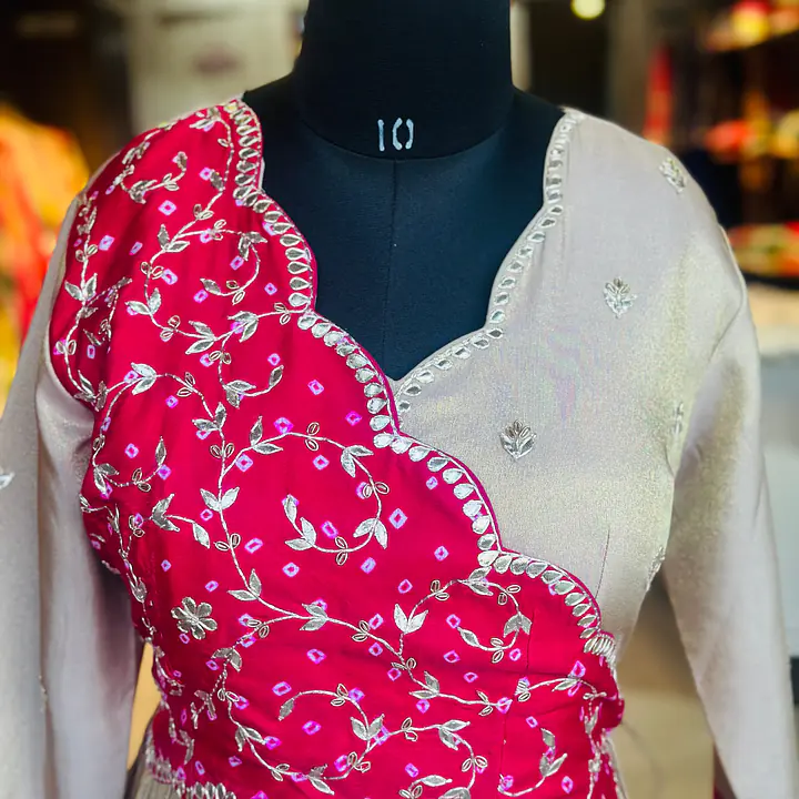 TRADITIONAL PURE ZARI TISSUE HANDWORK GOWN