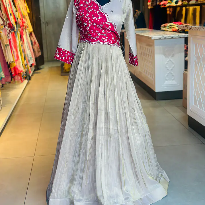TRADITIONAL PURE ZARI TISSUE HANDWORK GOWN