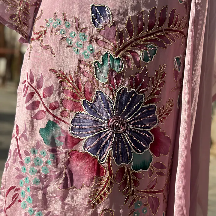 PURE CHINON HANDWORK PLAZO SET