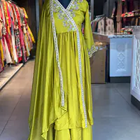 EMBROIDERED PLAZO SUIT SET - Peacock Blue - 38