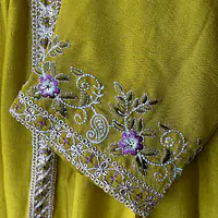 EMBROIDERED PLAZO SUIT SET - Mehndi green - 42