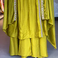 EMBROIDERED PLAZO SUIT SET - Peacock Blue - 42