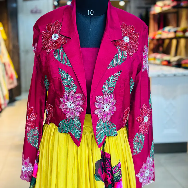 BEAUTIFUL JACKET SET IN HANDWORK - 40