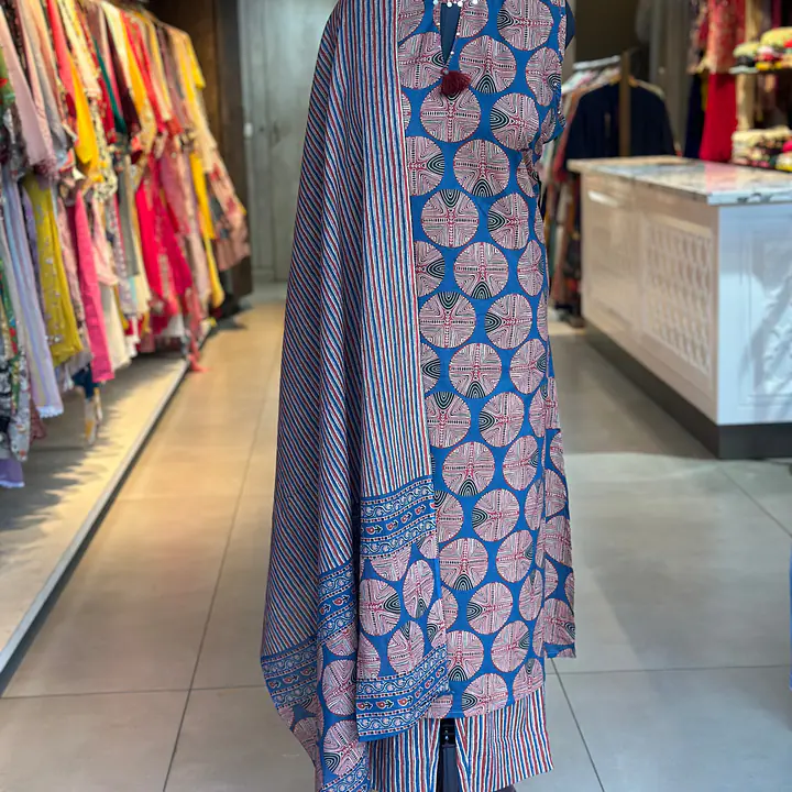COTTON SUIT SET - Blue - 42