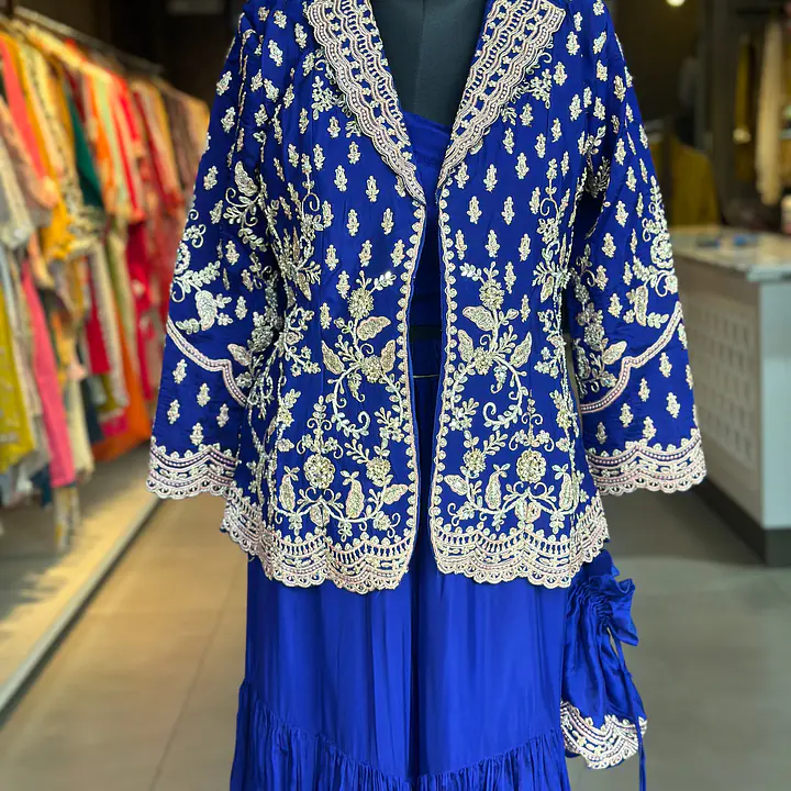 INDO-FUSION SHRARA WITH JACKET SET - Hot Pink - 38