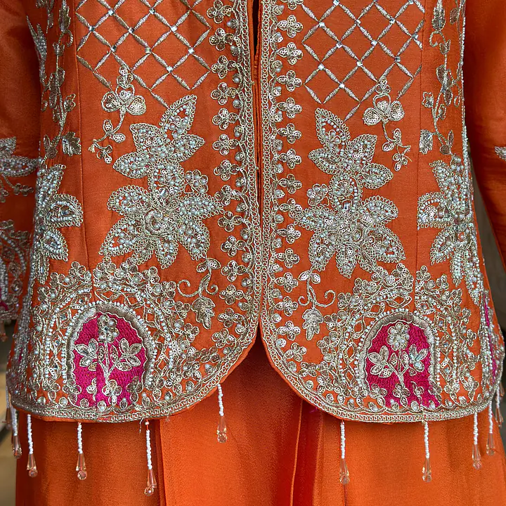 INDO-FUSION IN JACKET SET - Orange - 40