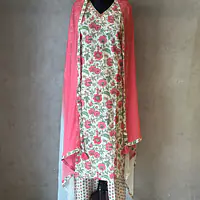 FLORAL THREE PIECE COTTON SUIT SET - 38