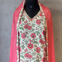 FLORAL THREE PIECE COTTON SUIT SET - 42