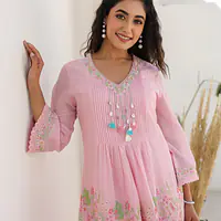 TRENDY EMBROIDERED CO-ORD SET - Sky Blue (PASTEL MINT GREEN) - 42