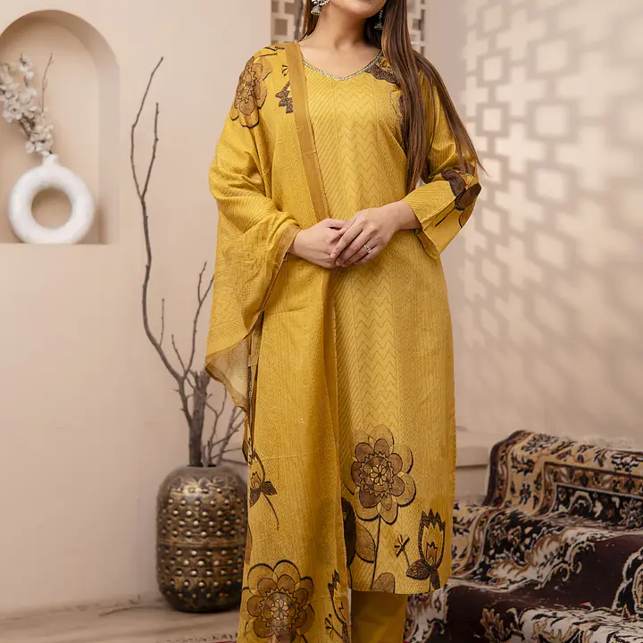 TRENDY COTTON HANDWORK SUIT - 42