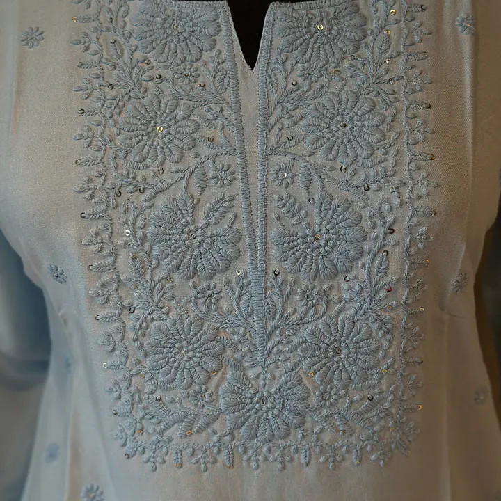 EMBROIDERED SHORT KURTI - BABY PINK - 40