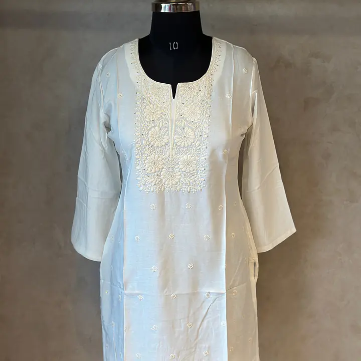 EMBROIDERED SHORT KURTI - BABY PINK - 44