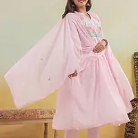 BEAUTIFUL EMBROIDERED MUL COTTON SUIT SET - 38