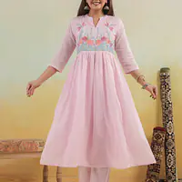 BEAUTIFUL EMBROIDERED MUL COTTON SUIT SET - 40