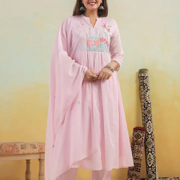 BEAUTIFUL EMBROIDERED MUL COTTON SUIT SET