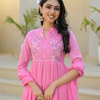 EMBROIDERED MUL COTTON SUIT SET - White - 38