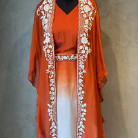DESIGNER KAFTAN SET IN HANDWORK - Rusty orange - 38