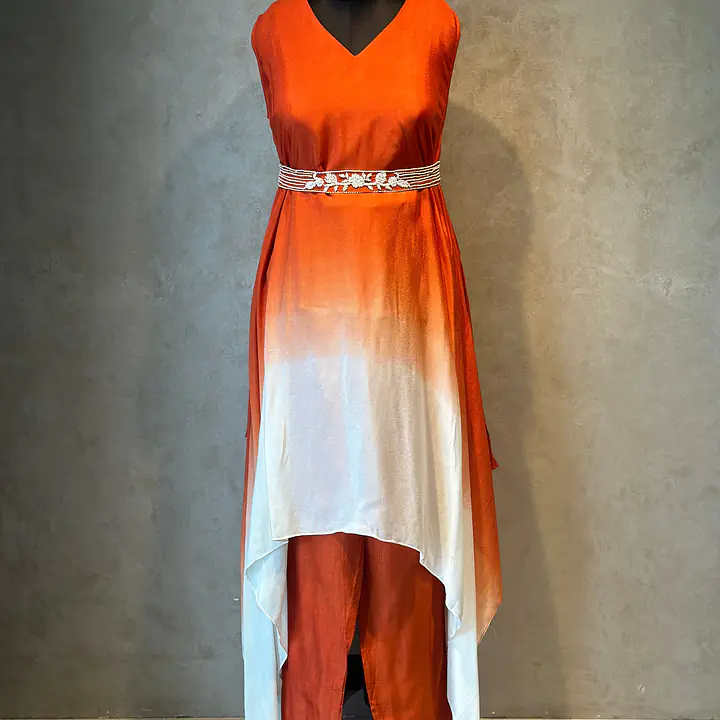 DESIGNER KAFTAN SET IN HANDWORK - Rusty orange - 42