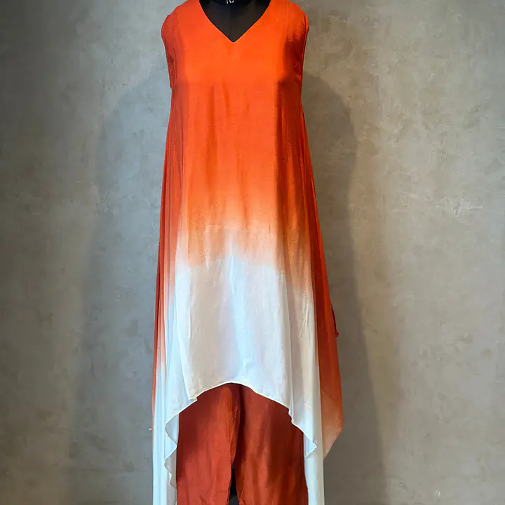 DESIGNER KAFTAN SET IN HANDWORK - Rusty orange - 44