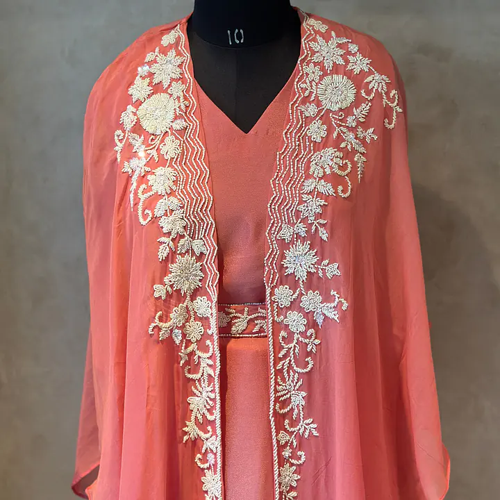 DESIGNER KAFTAN SET IN HANDWORK - Pink - 42
