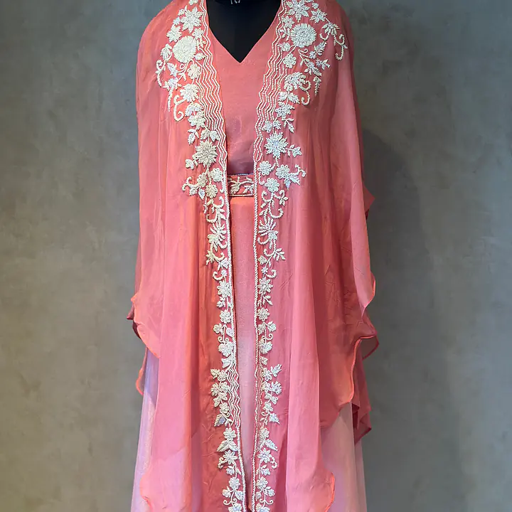 DESIGNER KAFTAN SET IN HANDWORK - Pink - 44