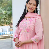 BEAUTIFUL HAND EMBROIDERED MUL COTTON SUIT SET - 38